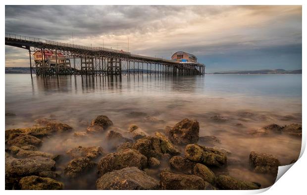 Dusk at Mumbles Pier Print by Leighton Collins