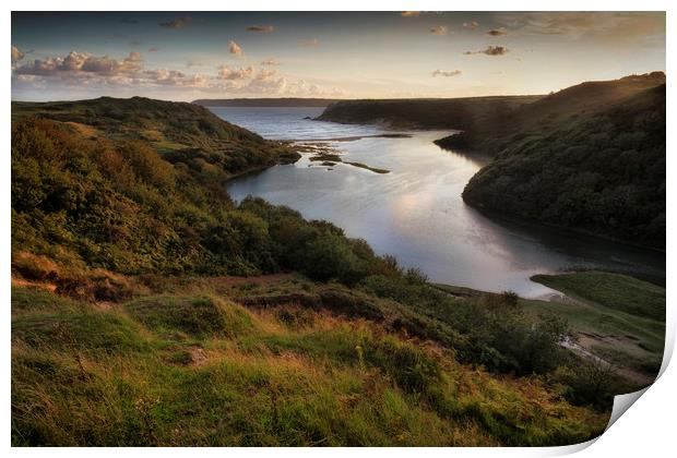 High tide at Three Cliffs Bay Print by Leighton Collins
