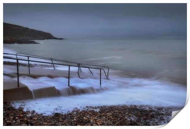 A grey morning at Langland Bay. Print by Leighton Collins