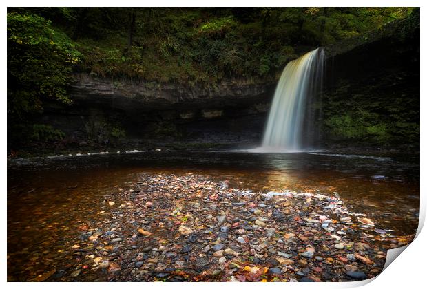 Sgwd Gwladus waterfall after the rain Print by Leighton Collins