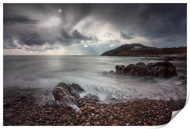 Storm clouds over Bracelet Bay Print by Leighton Collins