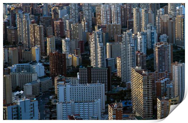 Benidorm skyscrapers Print by Leighton Collins