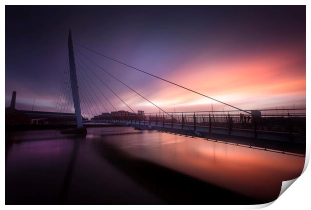 Daybreak at Swansea Sail Bridge Print by Leighton Collins