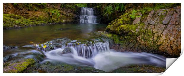 Dinas Rock waterfall Print by Leighton Collins