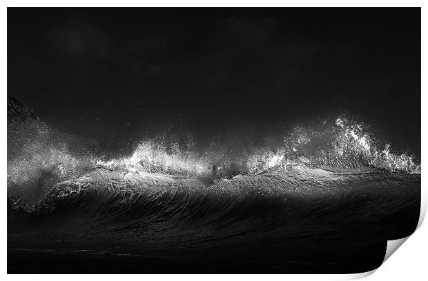 Breaking wave in monochrome Print by Leighton Collins
