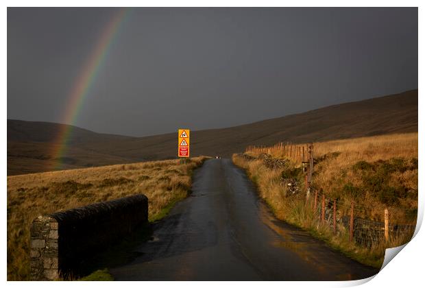 Rainbow over the mountain road Print by Leighton Collins