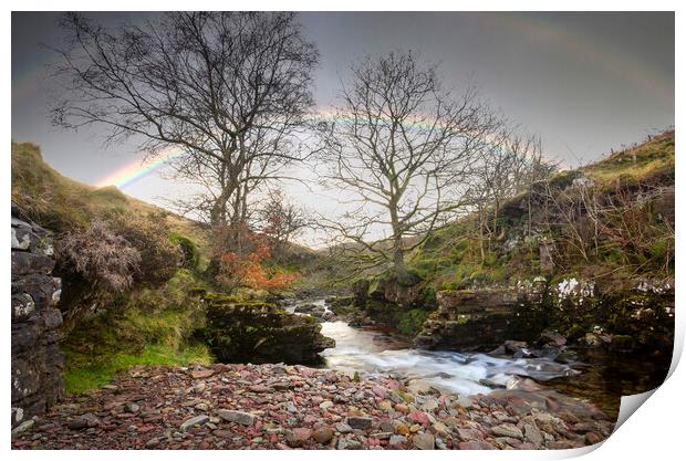 Double rainbow over the river Tawe Print by Leighton Collins
