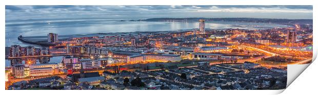 Evening over Swansea city Print by Leighton Collins