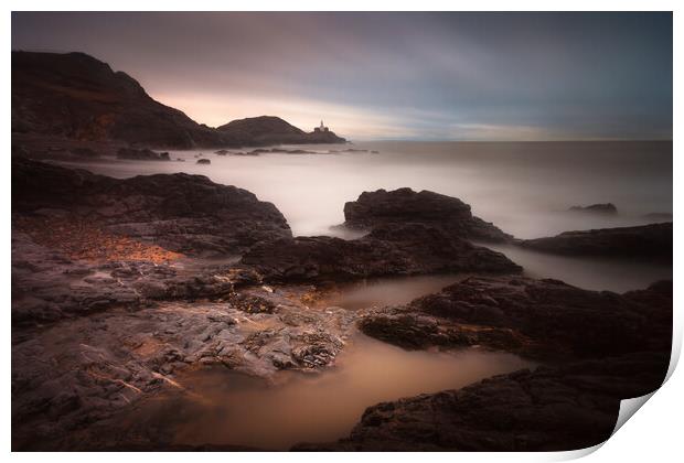 Mumbles lighthouse and Bracelet Bay Print by Leighton Collins