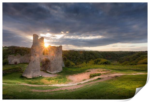 Pennard castle Sunset Print by Leighton Collins