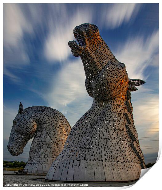 The Kelpies Attraction Print by Les McLuckie