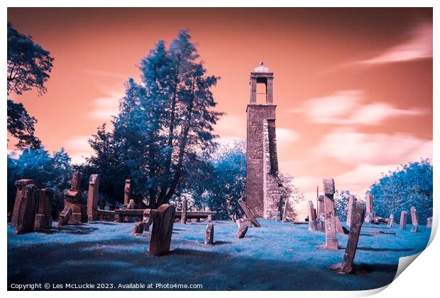 Infrared Churchyard Print by Les McLuckie