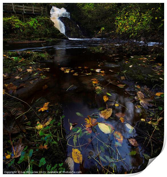 Autumn Waterfall Print by Les McLuckie