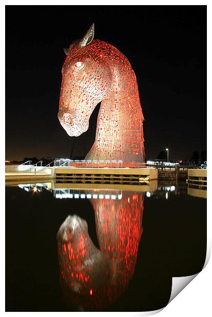 Glowing Red Kelpies A Majestic Sight Print by Les McLuckie