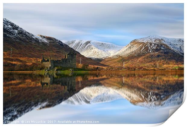 Majestic Kilchurn Castle on Loch Awe Print by Les McLuckie