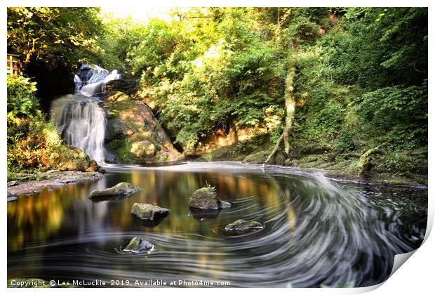 Majestic Sandford Waterfall at Dusk Print by Les McLuckie