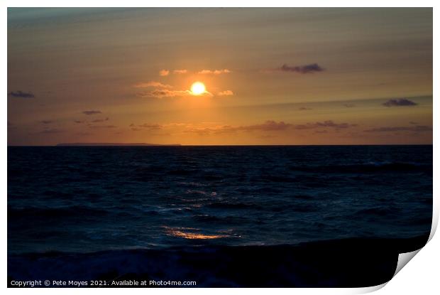 Midsummer Sunset over Lundy  Print by Pete Moyes