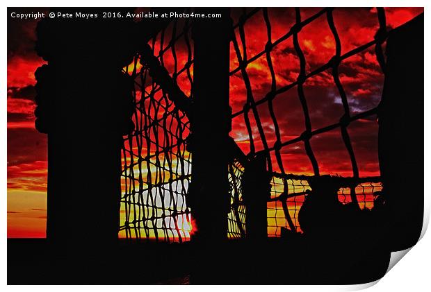 Sunset through the Rigging  Print by Pete Moyes