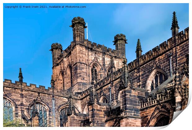 Chester Cathedral, Close up of one of the towers Print by Frank Irwin
