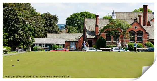 Bowling outside the old Lever Mens' Club Print by Frank Irwin