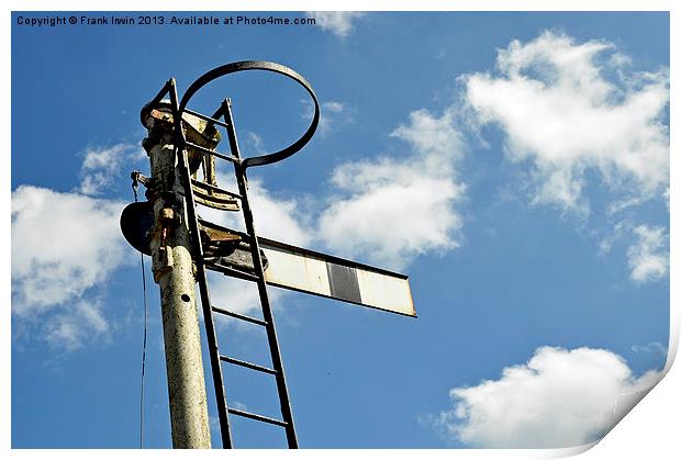 Semaphore type signal set against a blue sky Print by Frank Irwin