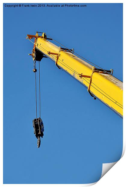 The jib extended on a large crane. Print by Frank Irwin