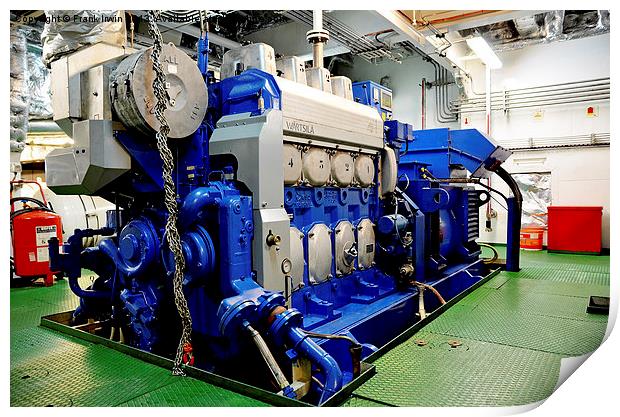 A typical ships installed power unit by Wartsila Print by Frank Irwin