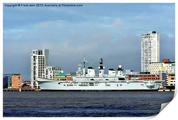HMS Illustrious berthed in Liverpool Print by Frank Irwin