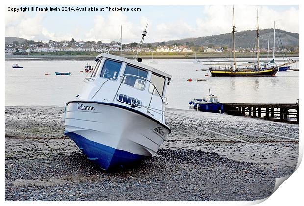 A Leisure craft beached in Conway Print by Frank Irwin