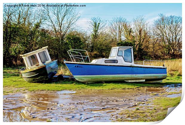 Two abandoned wrecks on the banks of the Dee Print by Frank Irwin