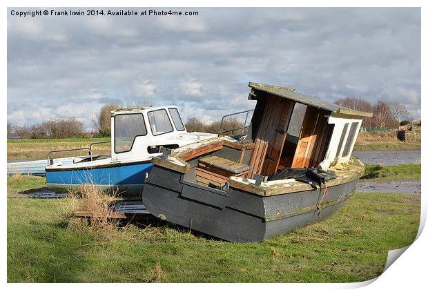 Two abandoned wrecks on the banks of the Dee Print by Frank Irwin