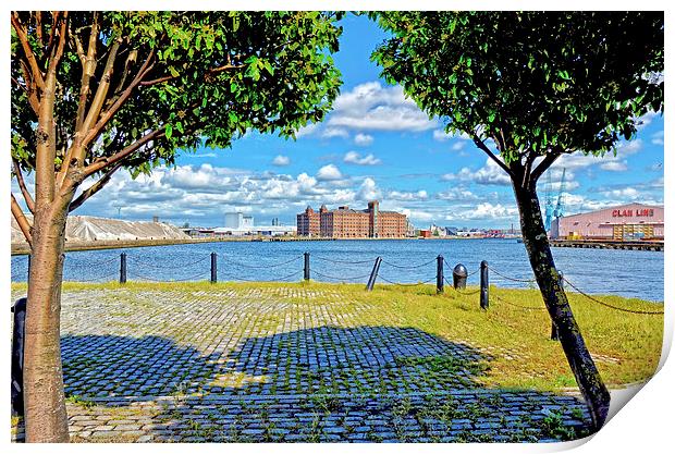 Scenic view across Birkenhead docks Print by Frank Irwin