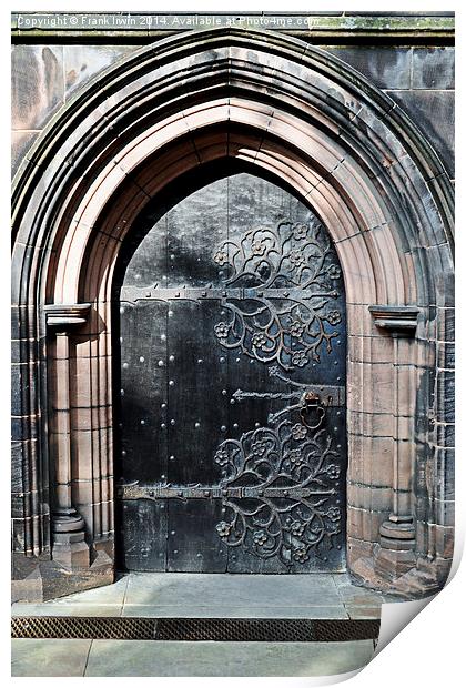 One of the many doors in Chester Cathedral, Print by Frank Irwin
