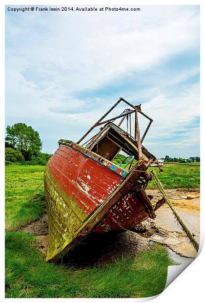 An abandoned and worse for wear boat Print by Frank Irwin