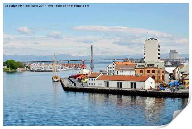  Arriving at Bergen harbour & Bridge Print by Frank Irwin