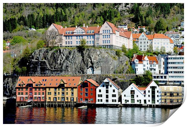  Arriving at Bergen harbour. Print by Frank Irwin