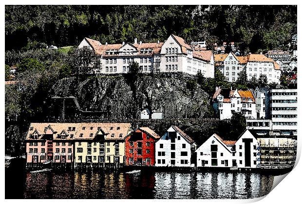  ‘Arriving at Bergen’ Norway, as a painting Print by Frank Irwin