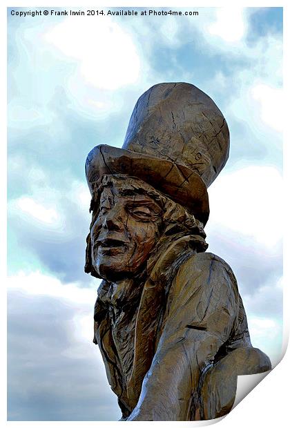 Llandudno's Tree carving of The Mad Hatter Print by Frank Irwin