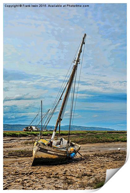 Old White yacht on Heswall Beach Print by Frank Irwin