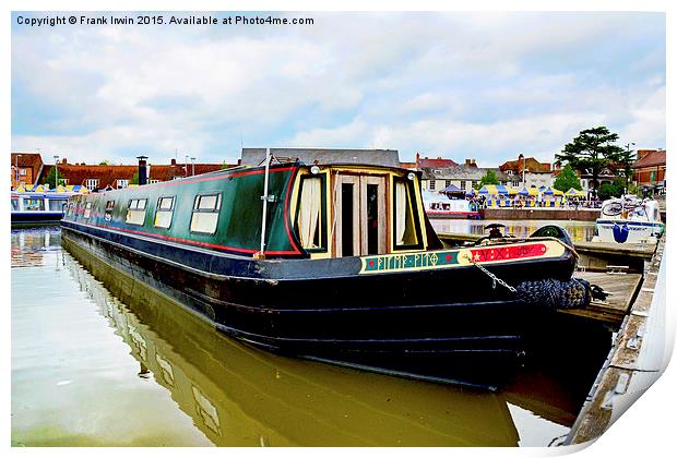 A Canal Narrowboat berthed on the Shropshire Union Print by Frank Irwin