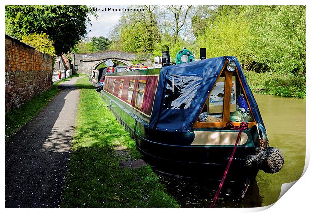  A pair of narrow boats at Christleton in Cheshire Print by Frank Irwin