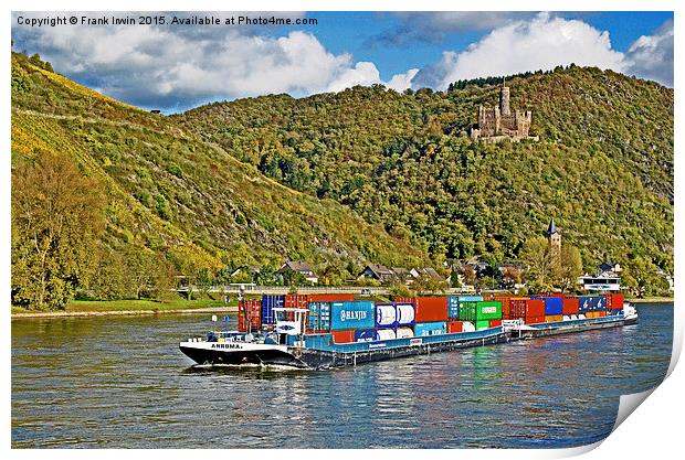  Burg Maus above a working river boat Print by Frank Irwin