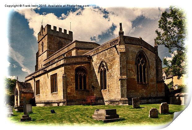  St Lawrence's church, Bourton-on-the- Hill, Cotsw Print by Frank Irwin