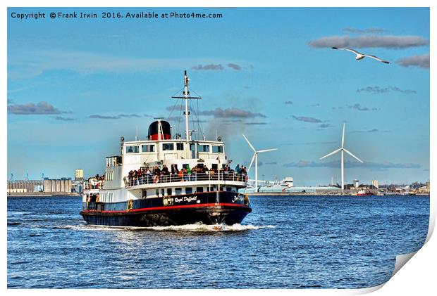 Mersey Ferryboat, Royal Daffodil on the Mersey. Print by Frank Irwin