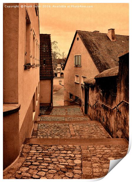 Steep hill in Breisach, Germany (grunged) Print by Frank Irwin
