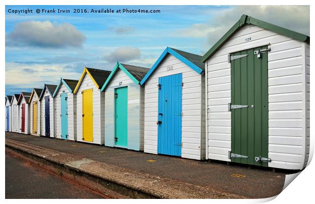 Colourful Beach huts on Paignton sea front. Print by Frank Irwin