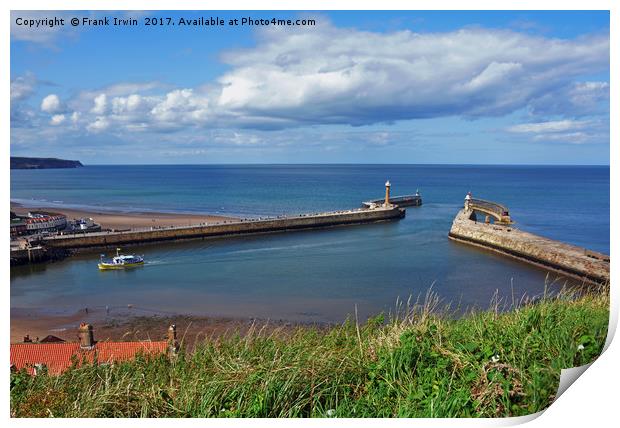 Whitby Harbour and its 2 piers Print by Frank Irwin