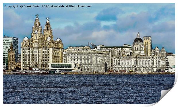Liverpool's Three graces -artistic form. Print by Frank Irwin
