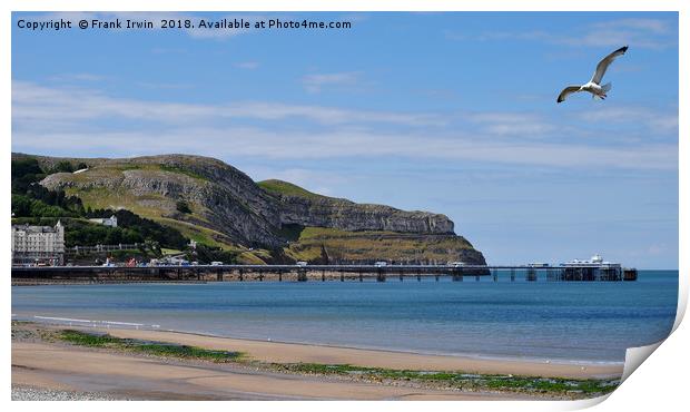 Llandudno's Great Orme and Pier. Print by Frank Irwin