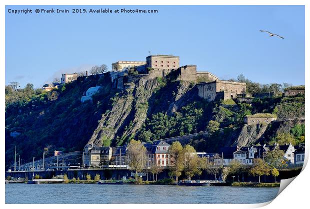 Koblenz, Ehrenbreitstein Fortress on River Rhine Print by Frank Irwin